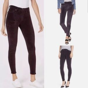 Hudson Barbara Skinny Jean Plum Purple Velvet - Size 29